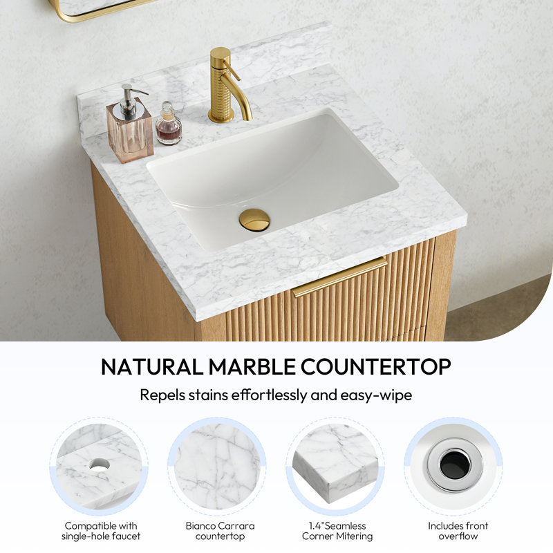 ★Vanio  ★ Vinnova Zevio 25 in. W x 22 in. D Natural Marble Vanity Top in